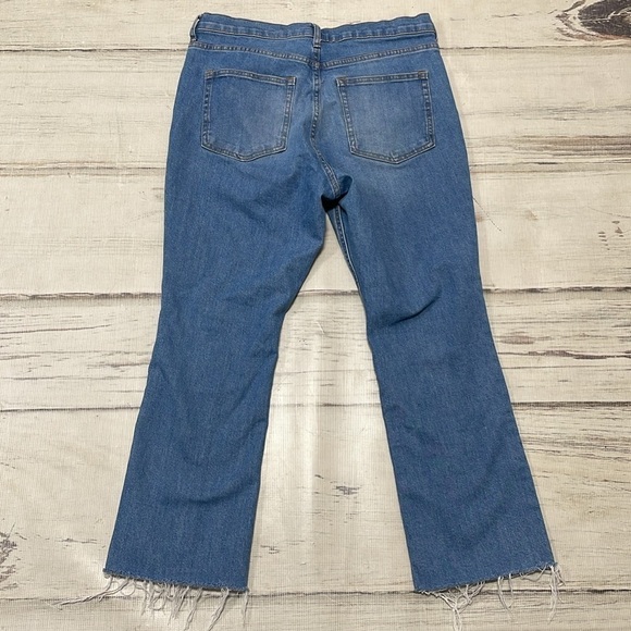 Everlane Jeans Women's 32 Blue Denim Bootcut Raw Hem Cropped - Picture 8 of 12